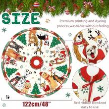 ChristmasChristmas Tree Skirt 48inch Christmas Dogs Tree Skirt Cute Dogs Puppies Red Green Buffalo Plaid Xmas TreeSkirt Xmas Party TreeSkirt Mat For Merry Holiday New Years Party - Multicolor - View 2