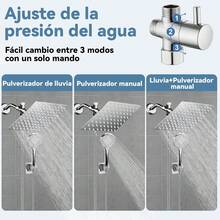 Cabezal de Ducha de lluvia Cuadrado Brazo de Ducha Plegable Ultrafino de 8 Pulgadas Desviador de 3 Velocidades Manguera de 150 cm Rociador de Mano de 5 Funciones Brazo Plegable de Aleación de Zinc Juego de Cabezal de Ducha Cuadrado - Chrome - Ver 2