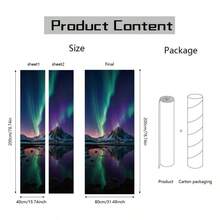2 Sheets Self - Adhesive Door Sticker, 80cmx200cm/31.5x78.7inch Nature Tree Shadow Door Murals Stickers PVC Removable Wallpaper Decoration Home Bedrooms U200BLiving Room - 極光雪山夜景 - 查看 3