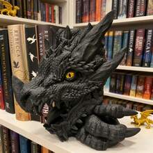 تمثال تنين من الراتنج ساحر - ديكور منزلي على الطراز الأمريكي، زخرفة رف الكتب، بدون بطارية - متعدد الألوان - مشاهدة 9