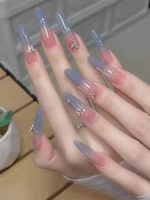 30pcs Random Color Crystal Butterfly Nail Art Rhinestones, Super Shiny Holographic 3D Metal Nail Jewelry Decorations - Multicolor - View 7