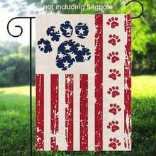 12x18in Patriotic Stars & Dog Paw Garden Flag - Double-Sided Durable Polyester, Independence Day Memorial Day Outdoor Decor, Yard/Home Seasonal Banner, No Flagpole Included - Nhiều màu - Xem 2
