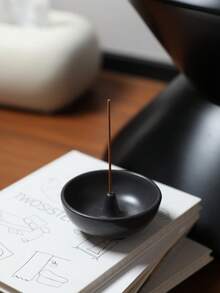 1pc Modern Minimalist Japanese Style Black Ceramic Round Incense Holder, Creative Home Use Incense Stick Base, Incense Burner, Indoor Incense Plate Incense Stick Holder - Black Incense Stand - View 6