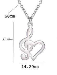 1pc Men's Music Note Pendant Necklace, Suitable For Daily Wear