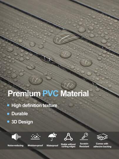 1PC 15.7"X 118"/13 Sq.F Peel Stick Vinyl Thickened Grille Wood Grain Wand Sticker,Waterproof Self Adhesive Stripe Tiles Roll Kitchen Living Room,Office Room (Grey Brown) Art Bedroom Stickers Home Paper ations Office Items Bathroom ation Stuff Ho Wallpapers view 8