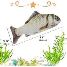 Juguetes Gato Eléctrico Pez para Gato con Catnip Pescado para Gatos Que se Mueve Juego Pez Gato Interactivo Wriggly Fish Cat Toy USB Recargables, Carpa Herbívora - Carpa Herbívora - Ver 6