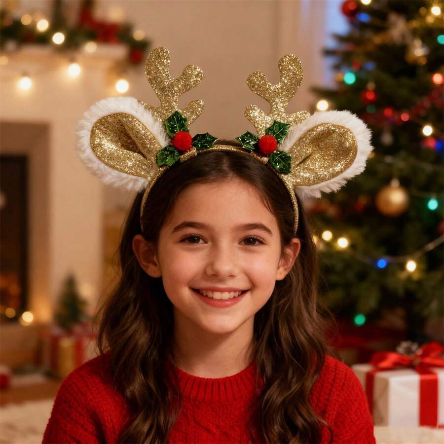 Diademas de astas de reno, accesorios creativos para el cabello con purpurina para fiestas de cosplay. - Multicolor - Ver 1