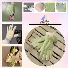 [One Size] 1 Pair Women's Thermal Lined Ski Gloves, Touchscreen Thick Gloves, Winter Warm Gloves, Arctic Velvet Cycling Gloves, Cute Design, Focus On Warmth And Comfort, Thick And Skin-Friendly, Contrast Color Cuff, Non-Slip Palm Pad, Finger Touchscreen Capability, Combining Warmth, Style And Practicality, Suitable For Daily Commute And Other Scenarios - Full Finger - View 13