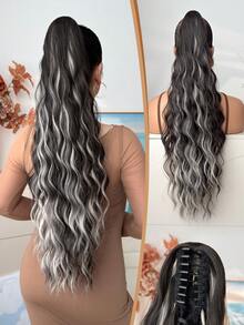 Ekstensi Rambut Ekor Kuda Sintetis Bergelombang 28 Inci dengan Jepitan Cakar, Cocok untuk Pesta dan Penggunaan Sehari-hari Wanita - MultiWarna - View 12