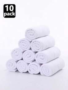 10pcs Random Color Soft Face Towels, Quick Drying Reusable Makeup Remover Cloths (9.8in*9.8in), Gentle On Skin, Portable Cleaning Tool, Multipurpose - White - View 13