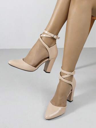 Timesize Light Pink High Heel Shoes, Clear High Heel Lace-Up High Heels, Women's Shoes For Summer, Wedding Shoes, Mary Jane Shoes, Thick High Heels, Work Shoes, Office Shoes, Sexy Party Shoes, Banquet High Heels