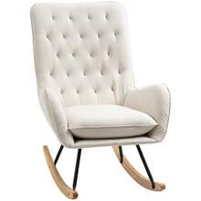 HOMCOM Relaxation Chair With Wooden Legs And Metal Frame, Cream White Linen, 69 X 90 X 100 Cm For Cozy Relaxation On Site