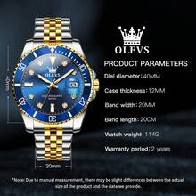 OLEVS Watch For Men Stainless Steel Business Dress Luxury Diamond Big Face Waterproof Mens Watches With Date Analog Wrist Men Watch Reloj Para Hombre Green Dial - golden blue - 查看 9