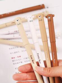 12pcs Cartoon Bear Erasable Gel Pen Set, 0.5mm Erasable Pen In Sky Blue, Adorable Patterns, Built-In Eraser, Suitable For School, Home, Party And More