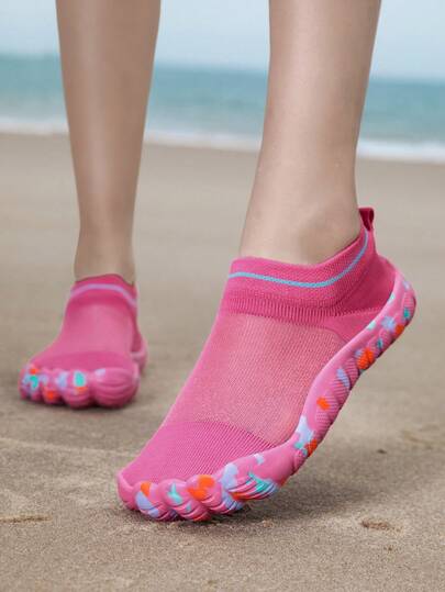 36-44 Unisex Beach Shoes, Women's Solid Color Elastic Water Shoes, Breathable Fabric Upper, Versatile For Indoor Casual, Fitness, Yoga, Sports, Soft Sole Suitable For Outdoor Swimming And Water Activities