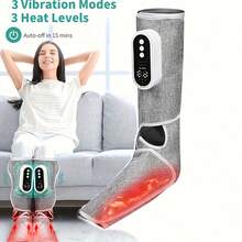 电动腿足按摩器，带加热和气压按摩功能，无线操作 - 便携式电动深层组织按摩器，带数字显示屏、双加热区、2000mAh 可充电电池、自动关机功能，适合家庭、办公室或旅行使用 - 圣诞节、母亲节、父亲节的理想礼物 - 男女通用 - 腿足按摩器