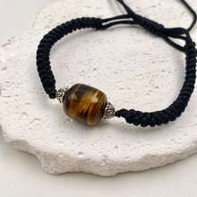 1 Pc Fashionable Hand Woven Irregular Tiger Eye Stone, Suitable For Both Men And Women, Equipped With A Gift Box And Jewelry Storage Bag