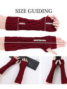1 pieza Guantes de lana tejidos de medio dedo, mangas sin dedos lindas y cálidas para mujeres en otoño e invierno. Artesanía plisada exquisita, amigable con la piel, cálida y cómoda, adecuada para el transporte diario, la oficina, las compras.