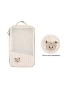 防水挂式尿布袋，可爱小熊图案网布袋，可重复使用且可水洗，适用于婴儿布尿布 - 彩色 - 查看 6