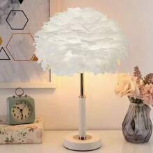 羽毛灯罩，粉白羽毛灯罩，简约优雅灯罩，适用于吊灯、台灯，母亲节礼物，情人节礼物，家居装饰羽毛灯罩 - 彩色 - 查看 7