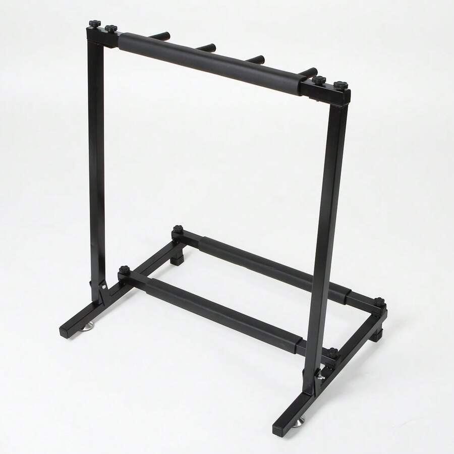 Triple Folding Multiple Guitar Holder Rack Stand, Suitable For Acoustic Guitars, Electric Guitars, Basses, And Banjos, Durable, Black Model - 黑色 - 查看 1