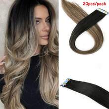 20 piezas de extensiones de cabello con cinta sintética para mujeres - Extensiones de trama invisible sin costuras, lisas y sedosas para moda femenina, fáciles de aplicar - Multicolor - Ver 15