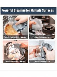 5片装/10片装单面/双面银色洗碗布 无油家用洗碗布 厨房清洁布 双面银色洗碗布 - 彩色 - 查看 5