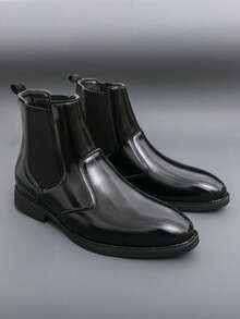 Men's Mid-Top Derby Boots, Flat Non-Slip Suitable For Outdoor, Boots, Business Casual, Riding - Black - View 3