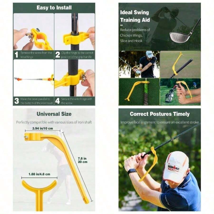 Training Wrist Hinge Swing Training Aid Swing Correcting Trainer Golfers Beginners Arm Elbow Posture Teaching Accessory Club Practice - Yellow - View 1