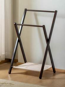 1 pièce Porte-vêtements pliable et compact en bambou pour usage domestique, porte-serviettes, porte-manteau multifonction, étagère de rangement, penderie autoportante, solution de rangement multifonctionnelle pour la chambre à coucher et le salon, conception sans bavure pour protéger les vêtements, étagère à chaussures et étagère de rangement simple