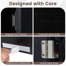 Lifezeal Wall Door Mounted Mirrored Jewelry Cabinet Storage Organizer Back To School Dormitory Storage - Black - View 7