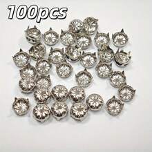 100pcs Punk Rivet Claw Studs, Suitable For Clothing, Bags, Jackets, Jeans, Leather Crafts - Silver - View 5
