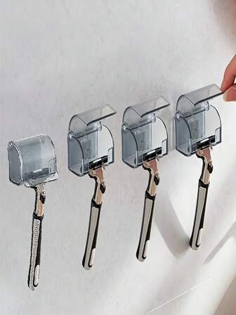 1/2 pièce Support mural de rasoir pour douche Crochet imperméable auto-adhésif Peut contenir les rasoirs Fusion, Mach 3, Venus, les éponges, les serviettes et les brosses à dents Rangement pour la salle de bain et les voyages