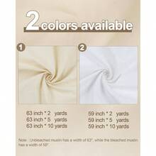 Medium Weight Cotton Muslin Fabric: 63 Inchx 2 Yards Unbleached Muslin Linen Fabric Material Sewing Material Apparel Cloth - 5 YARDS + Bleached - View 4