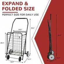 Foldable Shopping Cart With Wheels Lightweight Utility Trolley For Groceries Laundry And Travel Easy To Assemble And Store Black - 1 - 查看 5