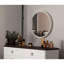 Carena White & Walnut Finish Night Stand W/USB On-Site - Gray + Mirror - View 2