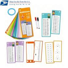 1set Math Games Cards For Kids Math Addition Subtraction Multiplication And Division Flash Cards,Multiplication Flashcards Division Learning Toys For Toddlers(Random Style)(Pen And Ring Color Random),Colors,Kids Educational Toys