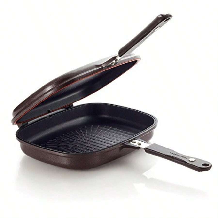 Titanium Nonstick Double Pan Omelette Pan Flip Pan Square Dishwasher Brown Jumbo Grill - Brown - View 1