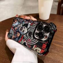 1 Art The Clown Terrifying T-Terrifier Phone Case Compatible With Apple Phones 17/16/15/14/13/12/11/ProMax/Pro/Plus/Xs Max/Xs/X, Four Corner Anti Drop Transparent Soft Shell, Anti Slip, Anti Drop, Camera Lens Protection, Cute Phone Case, UV Printing Design, Silicone Anti-Wear Phone Case - 黑色 - 查看 5