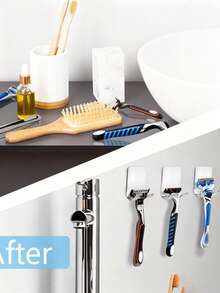 2/4pcs Razor Base, Silver Adhesive Wall Hook, No Need For Drilling, Bathroom Razor Base, Stainless Steel Door And Wall Hook, Bedroom Hat Hook, Bathroom Kitchen Bedroom Bathrobe Hook - Multicolor - View 6