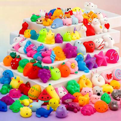 12/24/36个可爱软萌捏捏乐玩具 - 麻糬捏捏乐，颜色和款式多样，适合儿童派对、课堂奖励、派对礼品，随机款式，可爱捏捏乐，课堂激励，色彩鲜艳，触感柔软