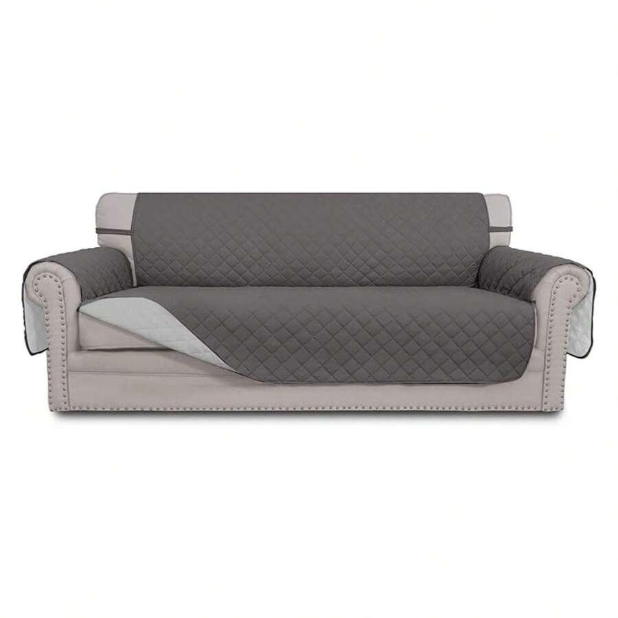 4 Seater Sofa Slipcover Reversible Sofa Cover Water Resistant Couch Cover With Foam Sticks Elastic Straps Furniture Protector For PetsDog Cat XX-Large, Gray/LightGray - 多色1993 - 查看 1