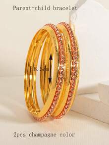 2pcs Luxury Palace Style Claw Chain Crystal Rhinestone Bracelet - one-size - View 9