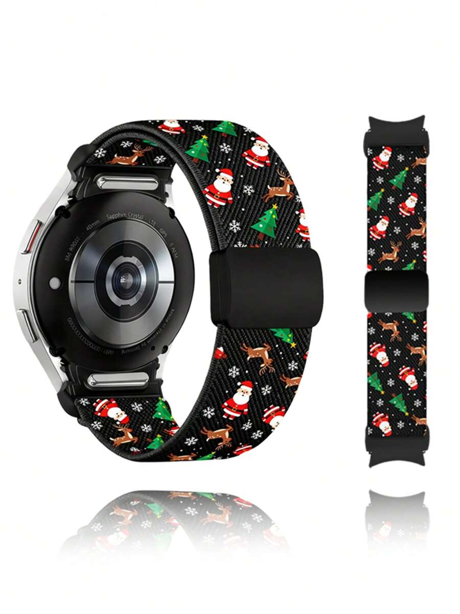 The Perfect Christmas Gift: One Click Fabric Bands For Galaxy Watch 7 6 5/4/FE 40mm 44mm, Watch 6 Classic 43mm 47mm, Watch 5 Pro 45mm, Watch 4 Classic 42mm 46mm, Magnetic Elastic No Gap Stretchy Nylon Sport Strap