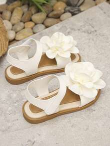 1 Paar modische, süße und vielseitige Feenstil Anti-Rutsch Flache Sandalen, ein Muss für Kleine, geeignet für den Sommer - Weiss - Übersicht 5