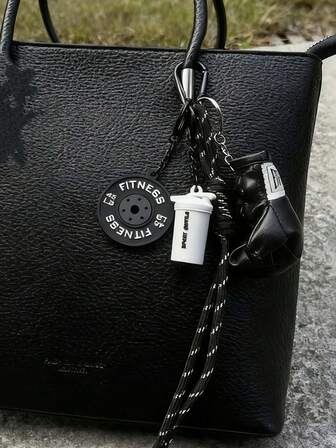 Dumbbell And Barbell Keychain Sets, Perfect For Attaching Keys To Backpacks. Creative Fitness Accessories, Including Dumbbells, Barbell Plates, Boxing Gloves, And Other Decorative Pendants.