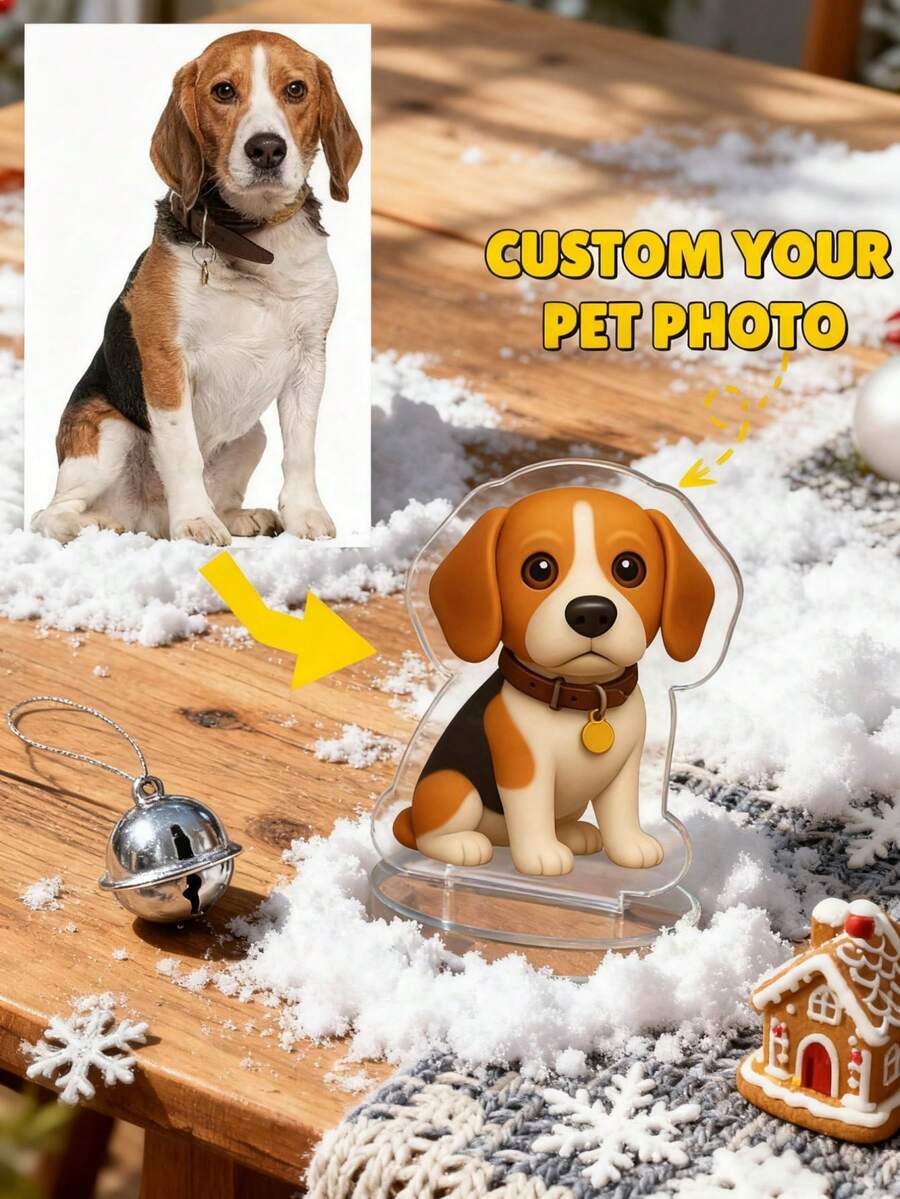1Pc Custom Acrylic Pet Keepsake – Add Your Photo, Perfect Pet-Lover Gift, Office & Home Accent, Car Dashboard Decor, Birthday Present, Christmas Stocking Stuffer - Multicolor - View 1