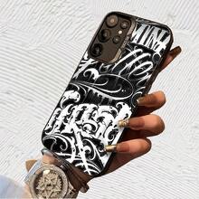 Carcasa Arte Calligrafía Negro Blanco Impresión UV para iPhone 11/12/13/14/15/16 Plus/17 Pro Max (Regalos de Navidad seleccionados, regalos por el Día Nacional, regalos por el Día de la Independencia, regalos de San Valentín, regalos de cumpleaños - Negro transparente - Ver 4