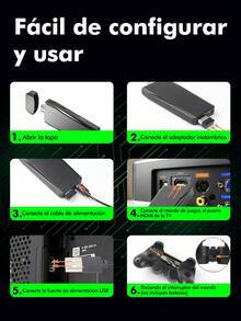 2025 Upgrade Retro Gaming Console, Consola de Juegos Retro Inalámbrica Stick con 18 Emuladores Incorporados, 20000+ Juegos, Videojuegos Plug and Play para Tv, Salida 4K con 2 Mandos Inalámbricos 2.4G (64GB)