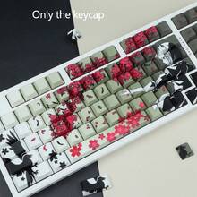 Juego de teclas con grabado lateral de material PBT, teclas con diseño de Sakura, cuervo y chica de anime, perfil CHERRY adecuado para interruptores MX (teclado no incluido), técnica de sublimación - CEREZA - Ver 8